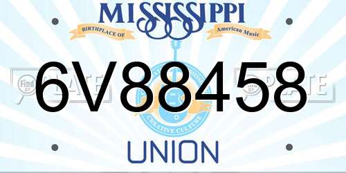 6V88458 Mississippi License Plate