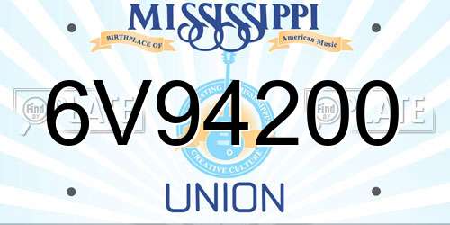 6V94200 Mississippi License Plate