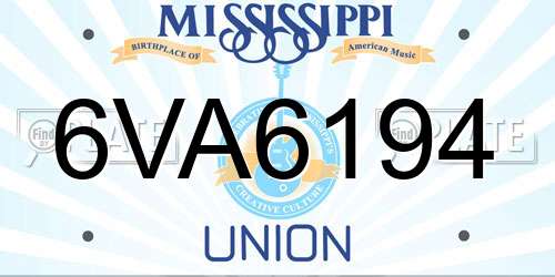 6VA6194 Mississippi License Plate