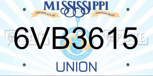 6VB3615 Mississippi License Plate
