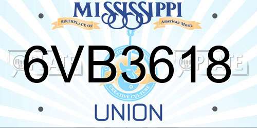 6VB3618 Mississippi License Plate
