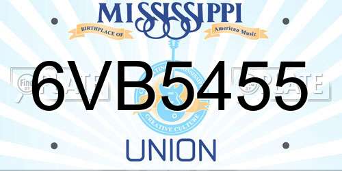 6VB5455 Mississippi License Plate