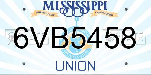 6VB5458 Mississippi License Plate