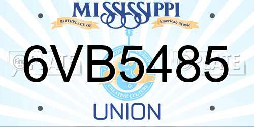 6VB5485 Mississippi License Plate