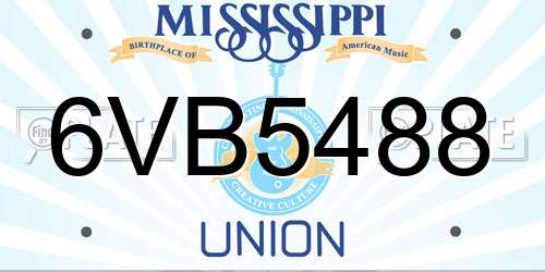 6VB5488 Mississippi License Plate