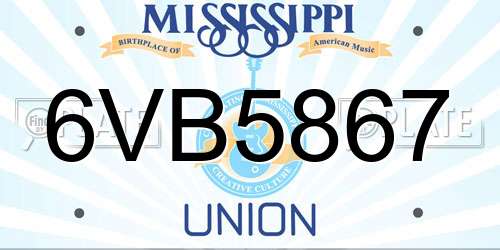 6VB5867 Mississippi License Plate