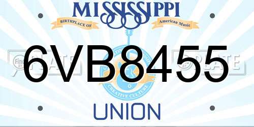 6VB8455 Mississippi License Plate