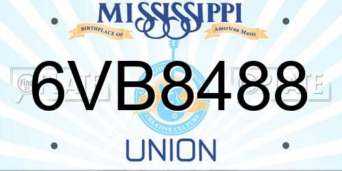 6VB8488 Mississippi License Plate