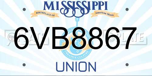 6VB8867 Mississippi License Plate