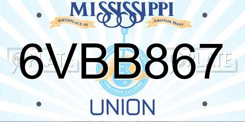 6VBB867 Mississippi License Plate