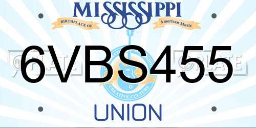 6VBS455 Mississippi License Plate