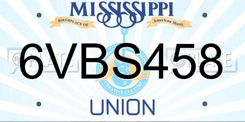 6VBS458 Mississippi License Plate