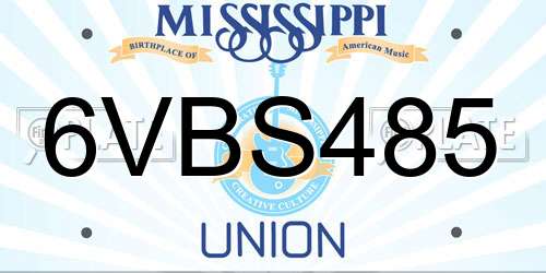 6VBS485 Mississippi License Plate