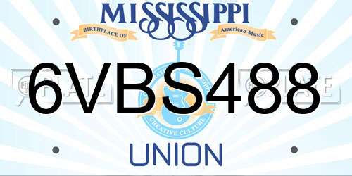 6VBS488 Mississippi License Plate