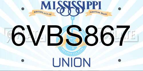 6VBS867 Mississippi License Plate