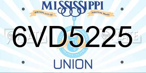 6VD5225 Mississippi License Plate
