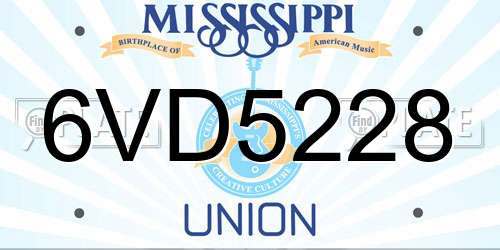6VD5228 Mississippi License Plate