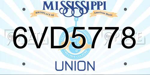 6VD5778 Mississippi License Plate