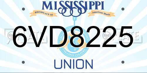6VD8225 Mississippi License Plate