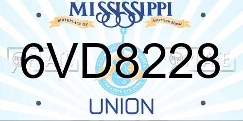 6VD8228 Mississippi License Plate