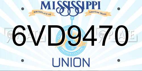 6VD9470 Mississippi License Plate