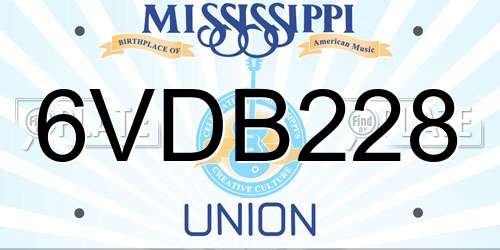 6VDB228 Mississippi License Plate