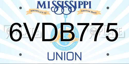 6VDB775 Mississippi License Plate
