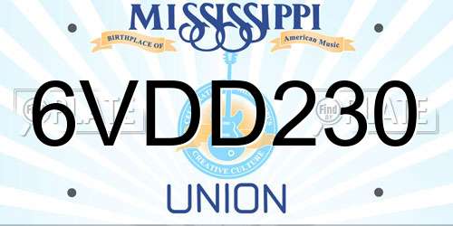6VDD230 Mississippi License Plate