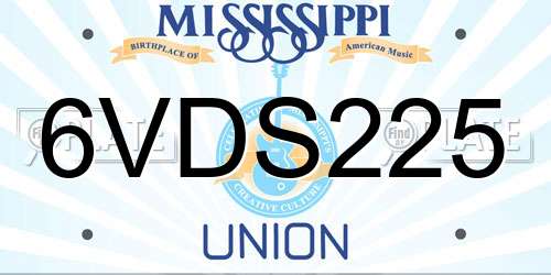 6VDS225 Mississippi License Plate