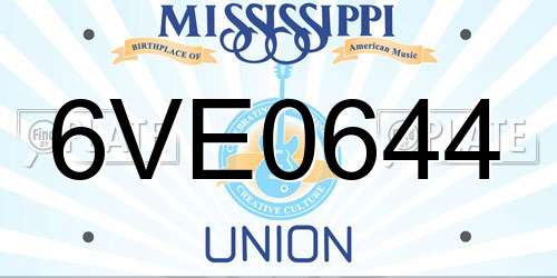 6VE0644 Mississippi License Plate