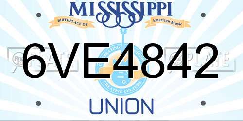 6VE4842 Mississippi License Plate