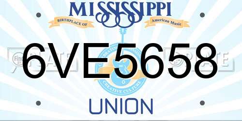 6VE5658 Mississippi License Plate