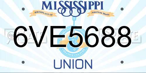 6VE5688 Mississippi License Plate