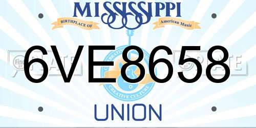 6VE8658 Mississippi License Plate