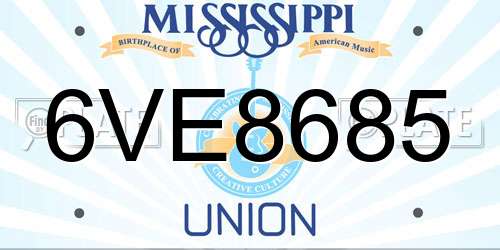 6VE8685 Mississippi License Plate