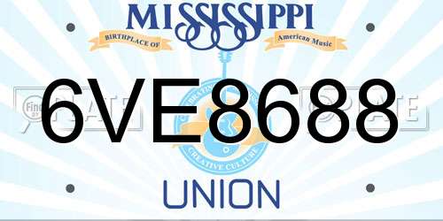 6VE8688 Mississippi License Plate