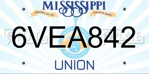 6VEA842 Mississippi License Plate