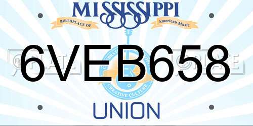 6VEB658 Mississippi License Plate
