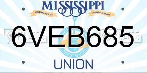 6VEB685 Mississippi License Plate