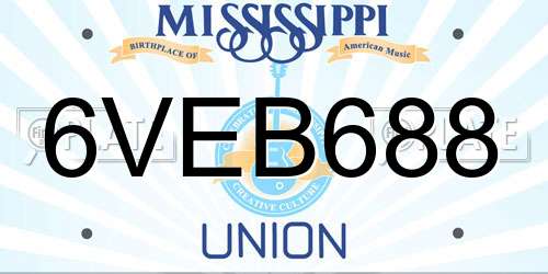 6VEB688 Mississippi License Plate