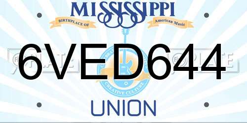 6VED644 Mississippi License Plate
