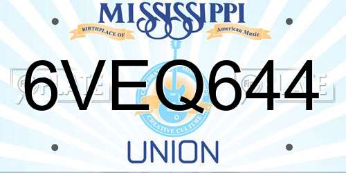 6VEQ644 Mississippi License Plate