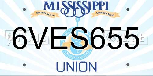 6VES655 Mississippi License Plate