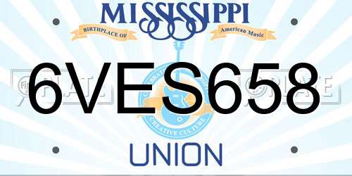 6VES658 Mississippi License Plate