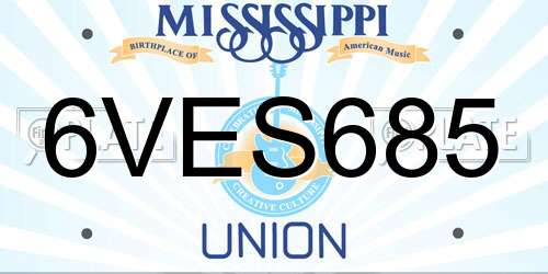 6VES685 Mississippi License Plate