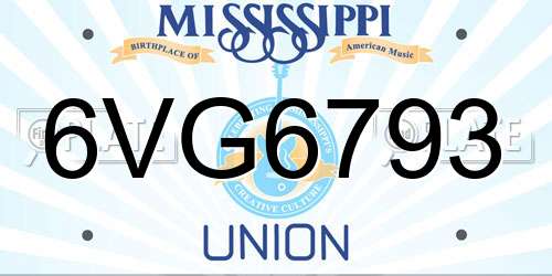 6VG6793 Mississippi License Plate