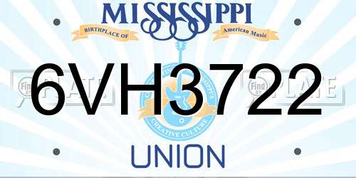 6VH3722 Mississippi License Plate
