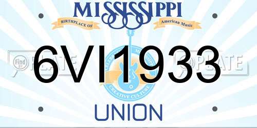 6VI1933 Mississippi License Plate