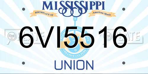 6VI5516 Mississippi License Plate