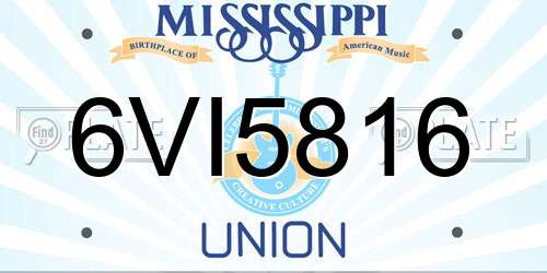 6VI5816 Mississippi License Plate